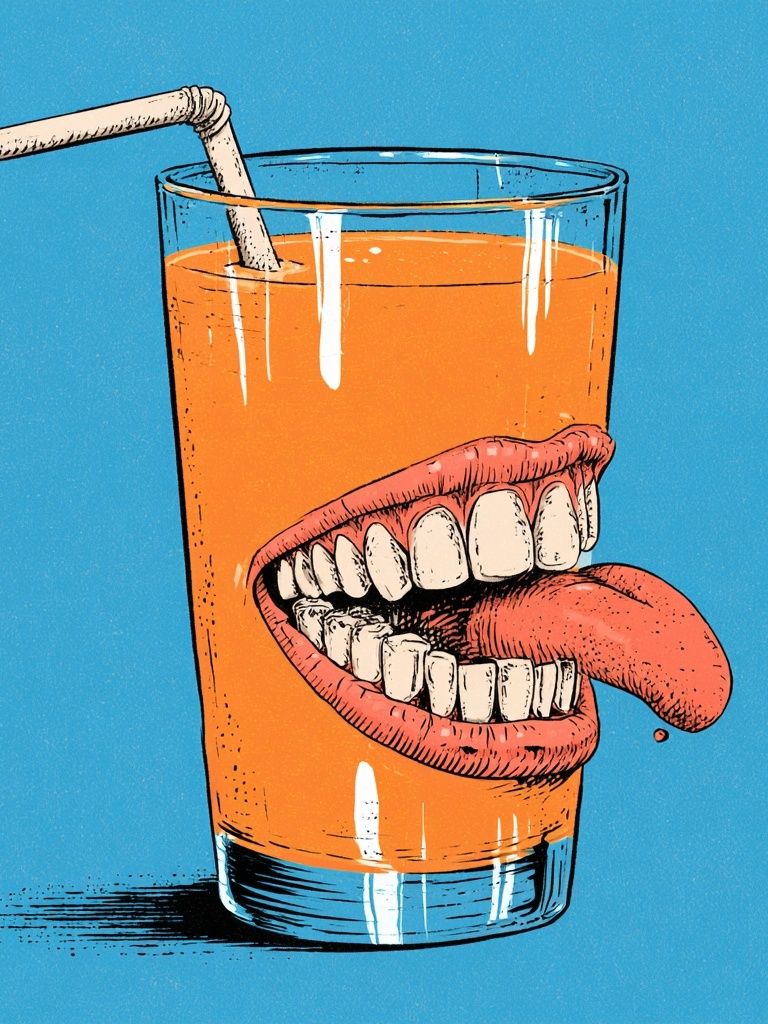 Surreal Juice Glass Typography Print. poster — illustration art