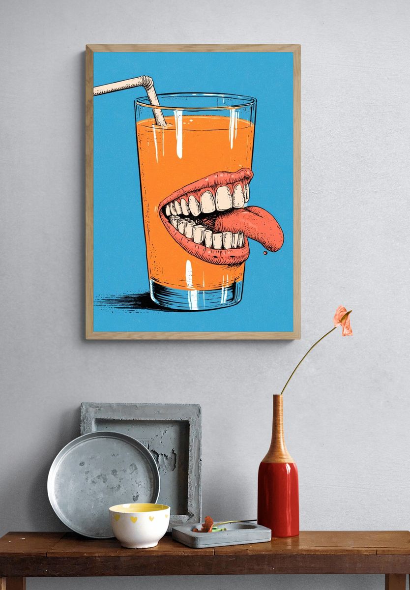 Surreal Juice Glass Typography Print. — room view 3