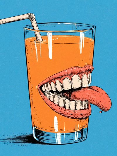 Surreal Juice Glass Typography Print.