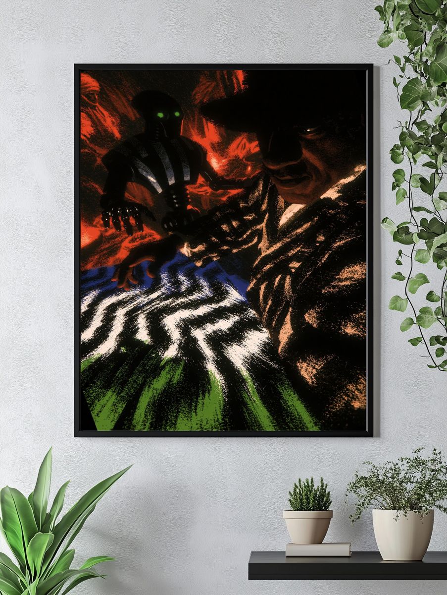 Dark Sci-Fi Figures Illustration Poster. — room view 4