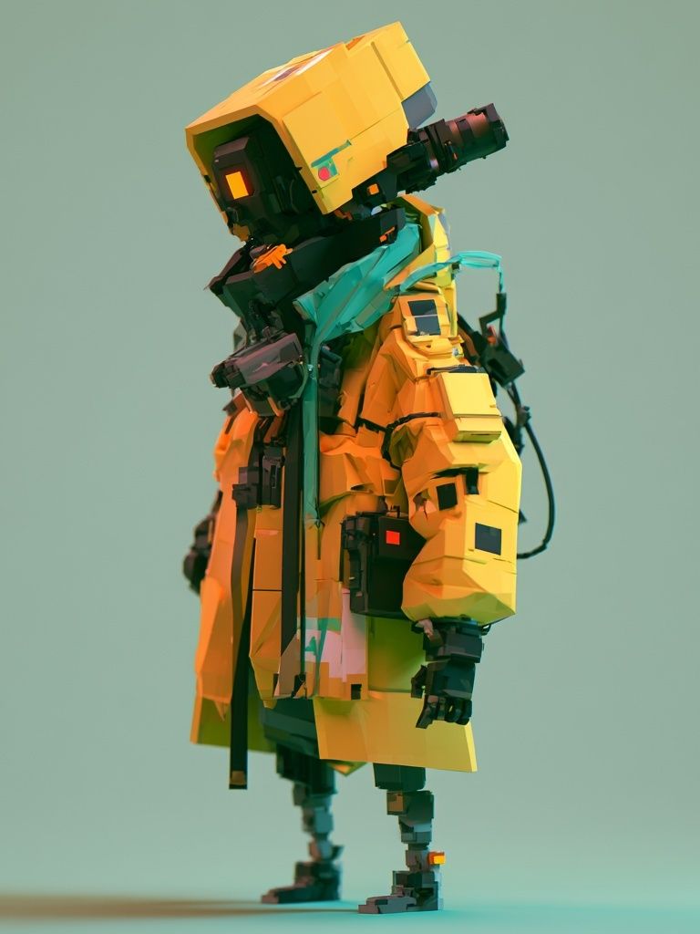 Futuristic Robot Figure Illustration Poster. poster — illustration art