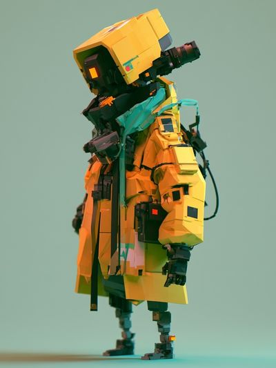 Futuristic Robot Figure Illustration Poster. poster