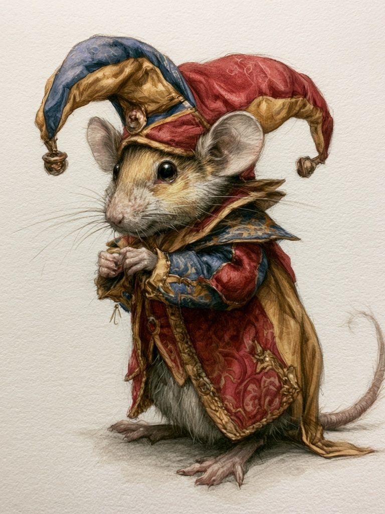 Jester Mouse Illustration Poster. poster — illustration art