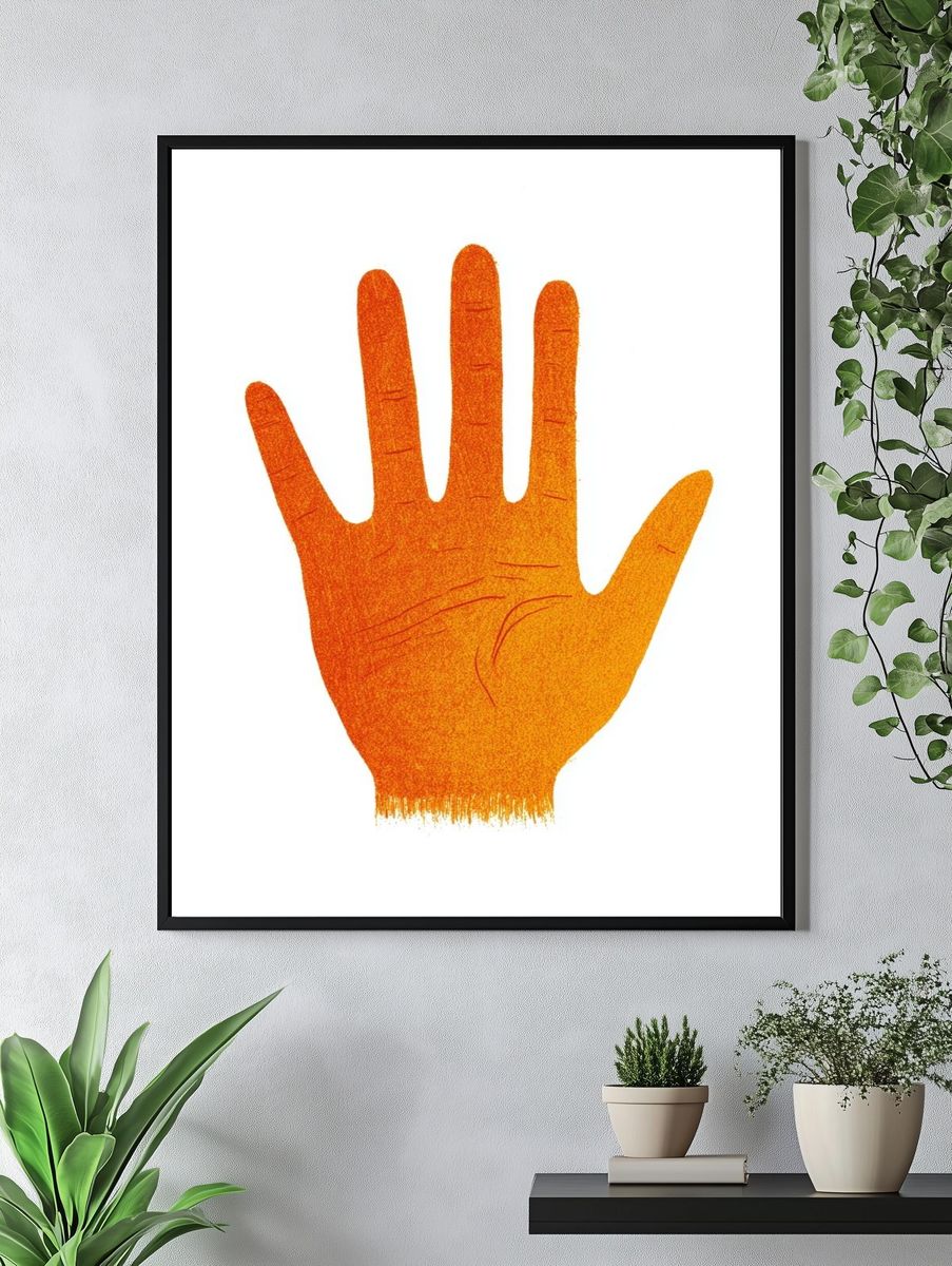 Orange Hand Silhouette Illustration Poster. — room view 4