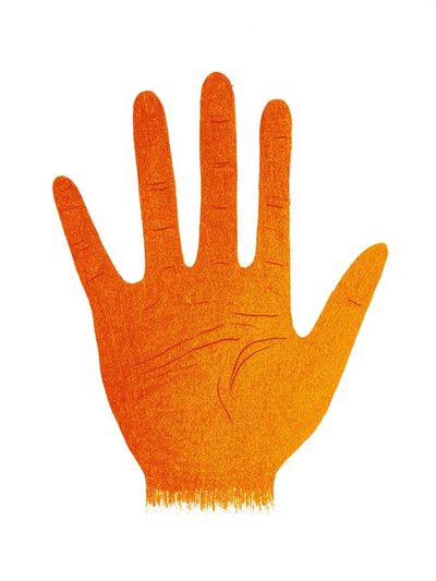 Orange Hand Silhouette Illustration Poster. poster print