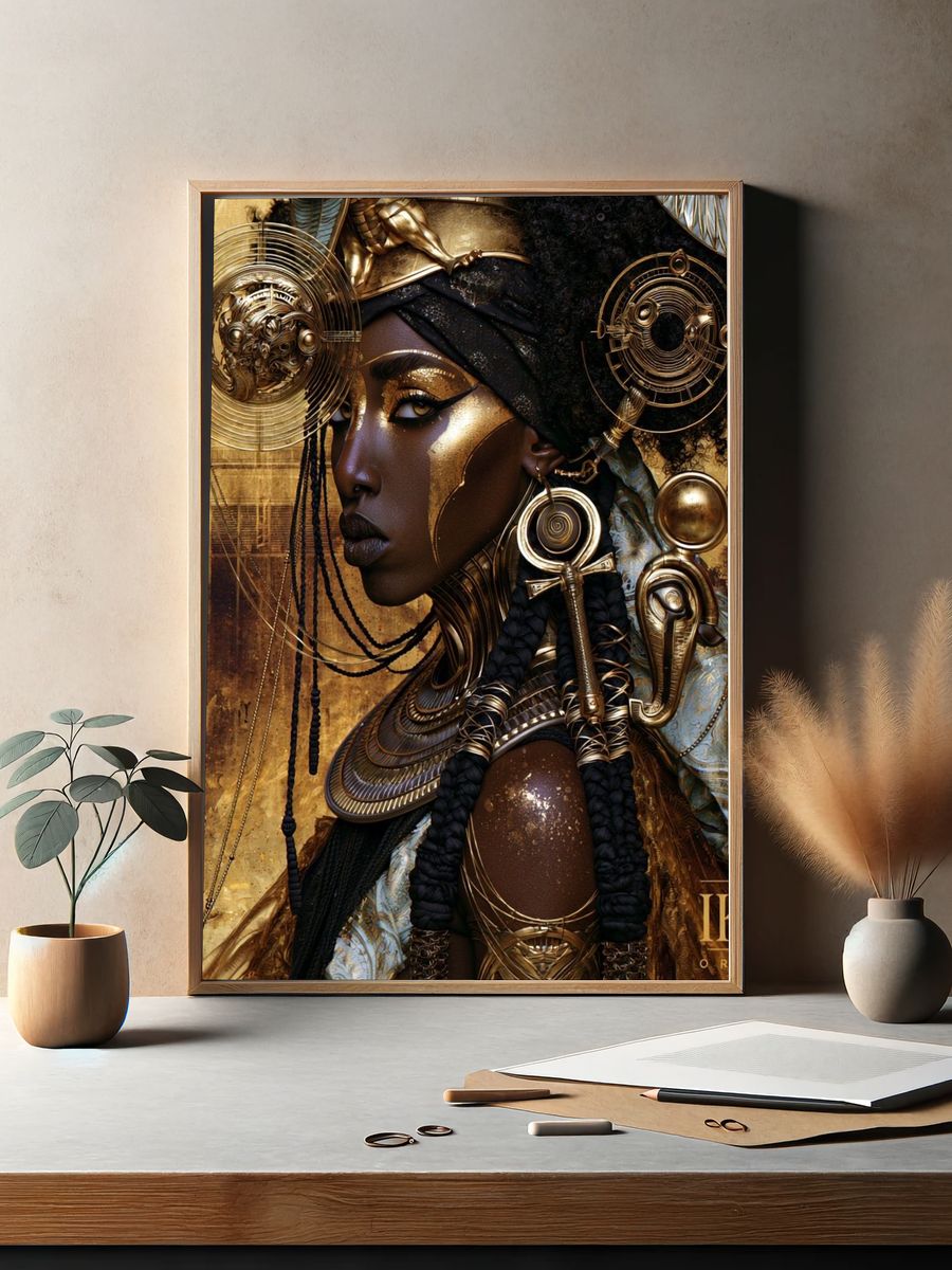 Golden African Portrait Print. — room view 2