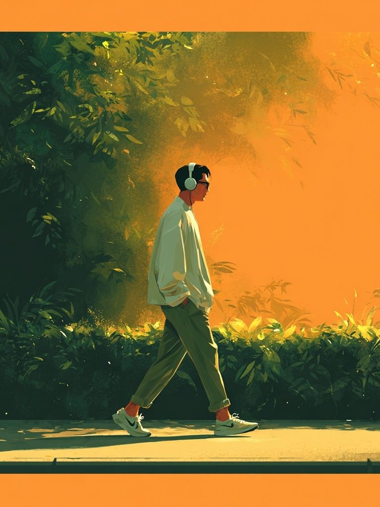 Headphone Walk Illustration Poster. poster — illustration art