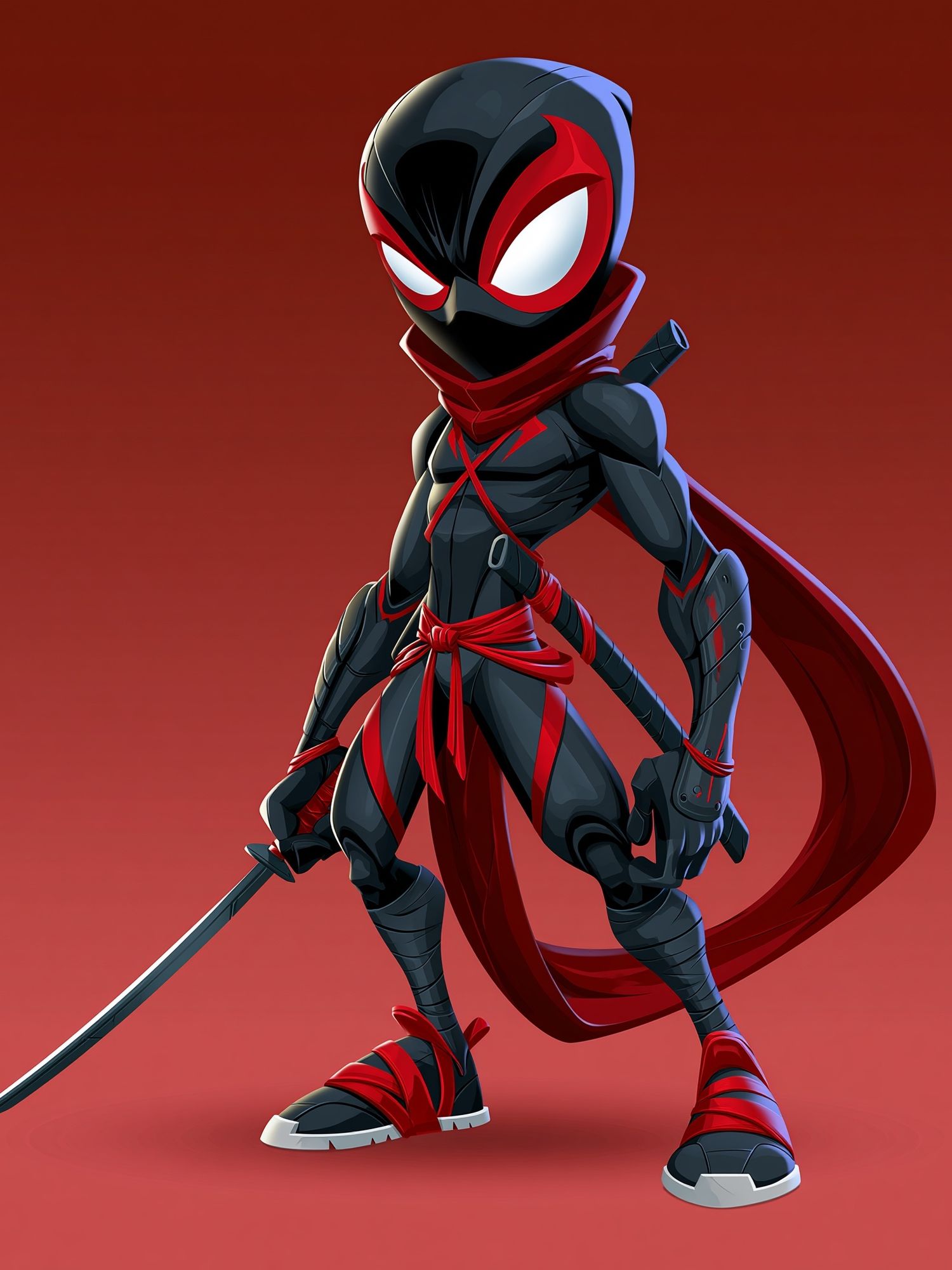 Masked Ninja Hero Illustration Poster. poster detail