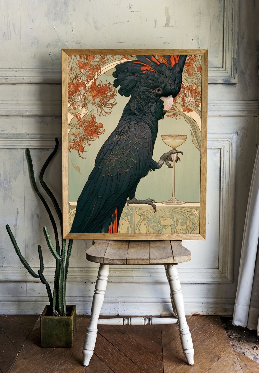 Cockatoo Art Nouveau Poster. room preview