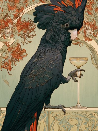 Cockatoo Art Nouveau Poster.