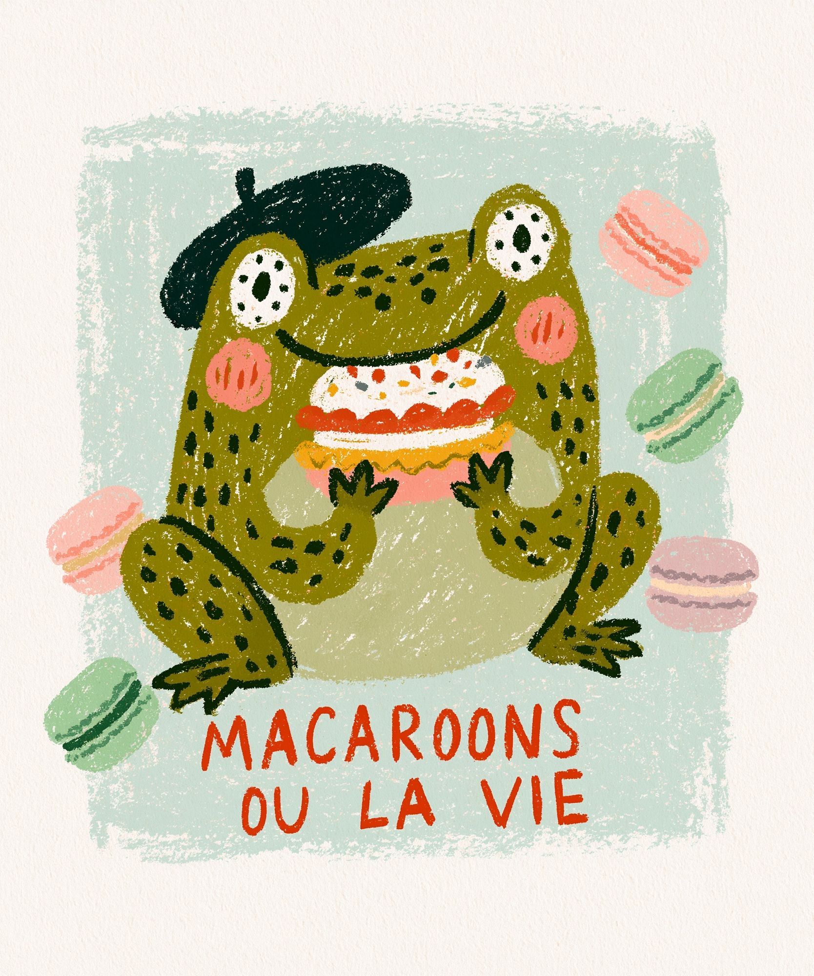 Macaroons Frog Typography Poster. poster detail