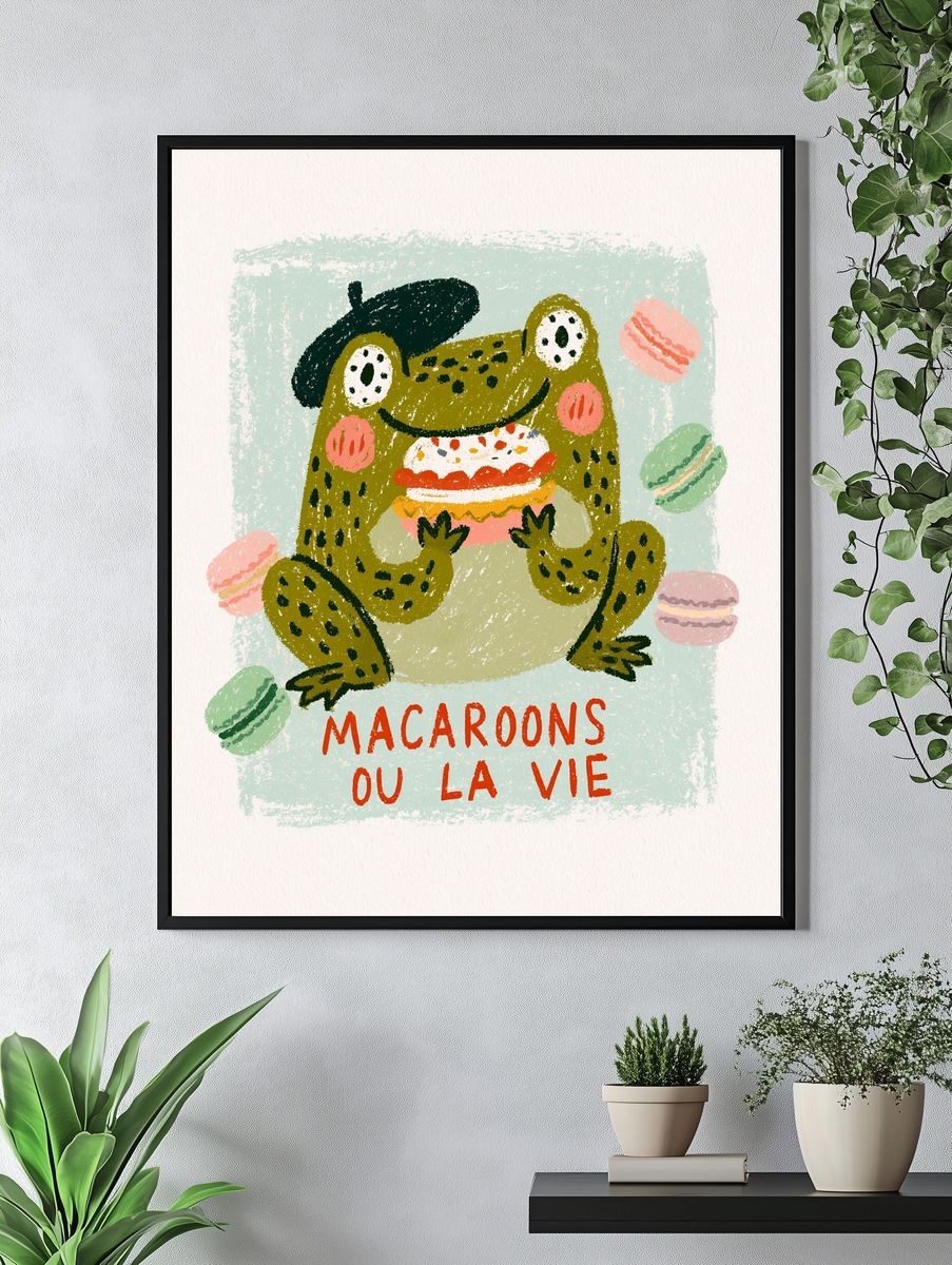 Macaroons Frog Typography Poster. — room view 4