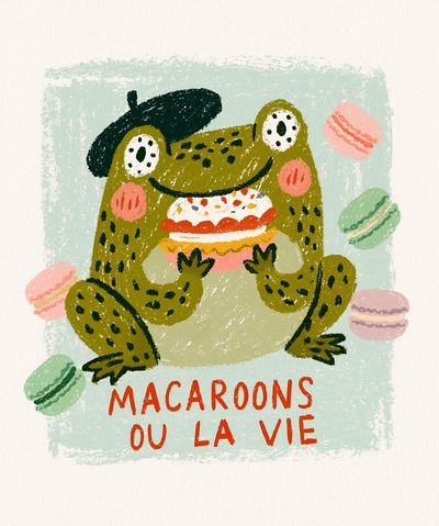 Macaroons Frog Typography Poster. poster