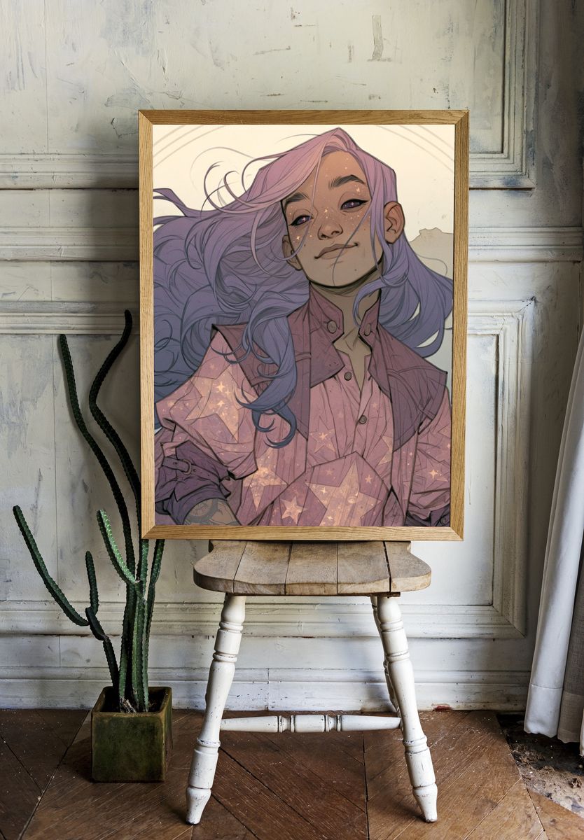 Celestial Girl Portrait Print. room preview
