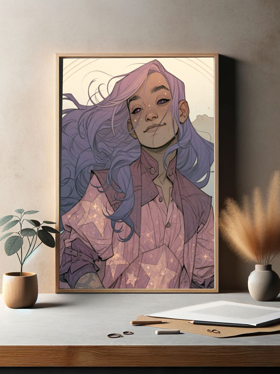 Celestial Girl Portrait Print. — room view 2