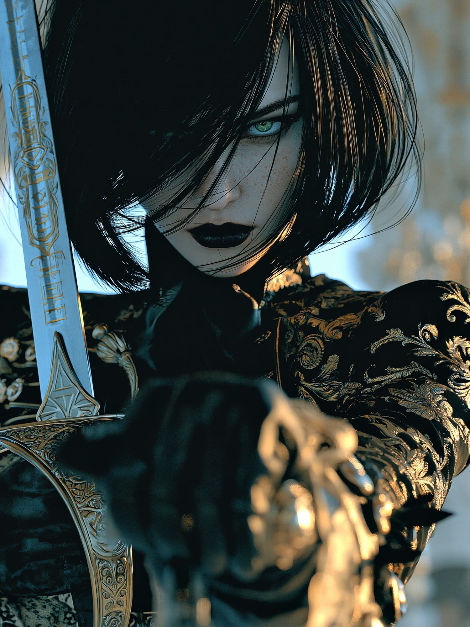 Dark Fantasy Warrior Portrait Poster. poster — illustration art