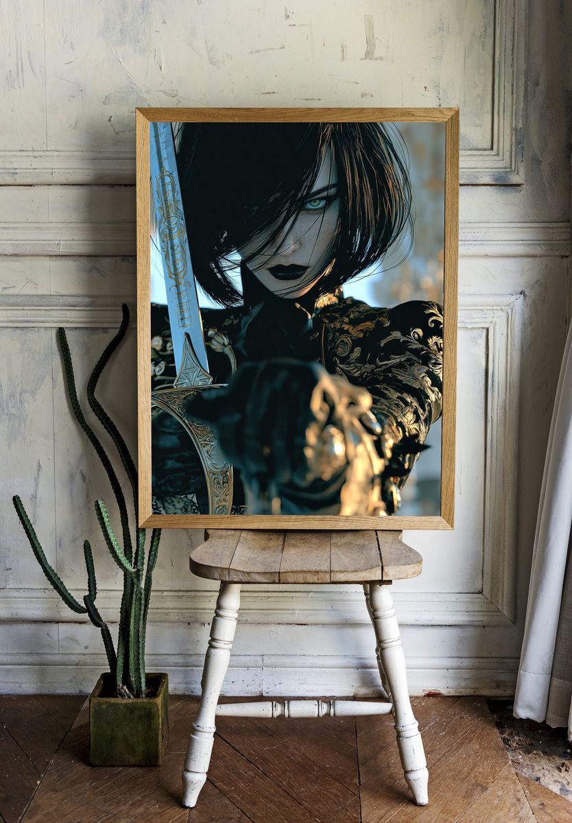 Dark Fantasy Warrior Portrait Poster. room preview