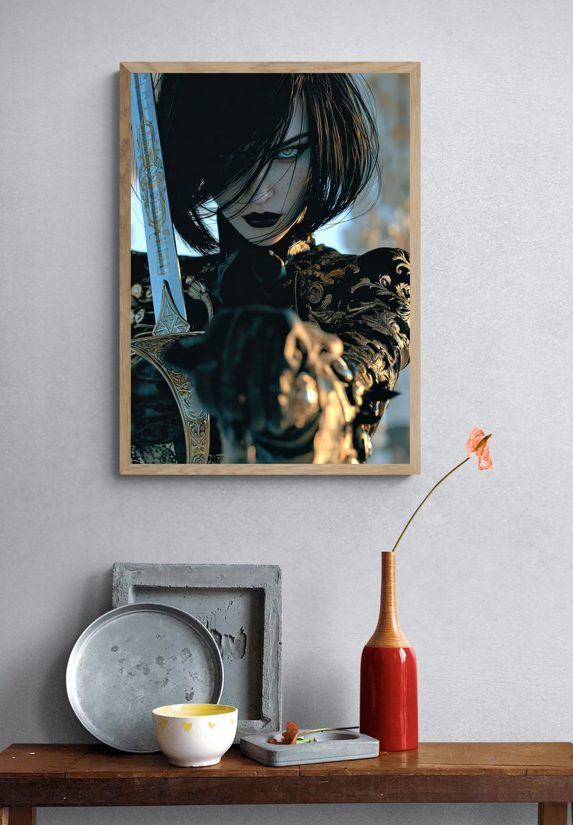 Dark Fantasy Warrior Portrait Poster. — room view 3