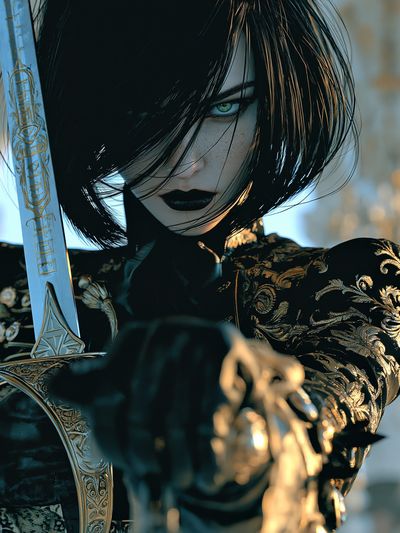 Dark Fantasy Warrior Portrait Poster.