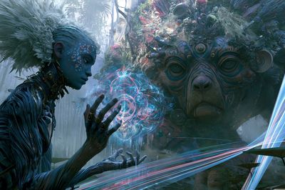 Mystic Forest Shaman Digital Art Poster. poster