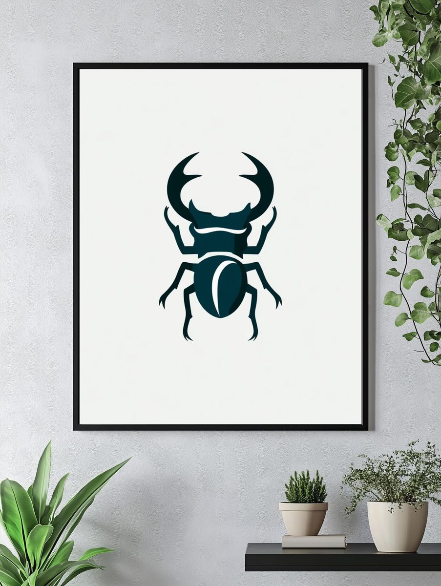 Stag Beetle Minimalist Poster. — room view 4
