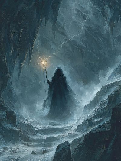 Mystic Cave Wanderer Fantasy Poster. poster