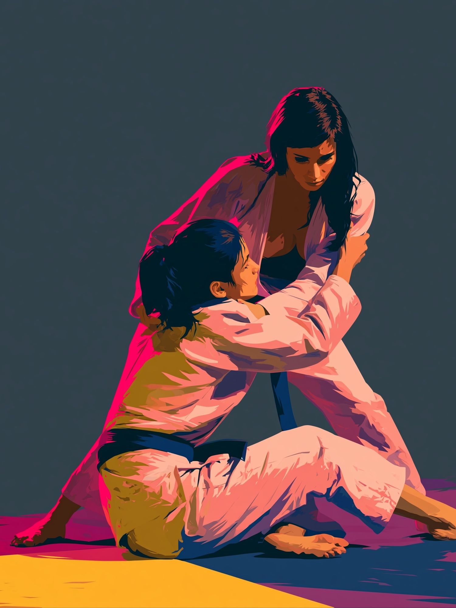 Judo Grapple Illustration Poster. poster — illustration art