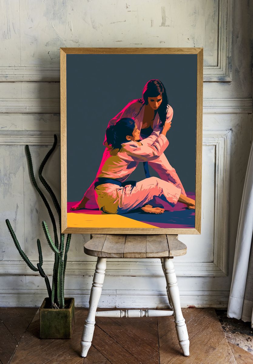 Judo Grapple Illustration Poster. — room view 1