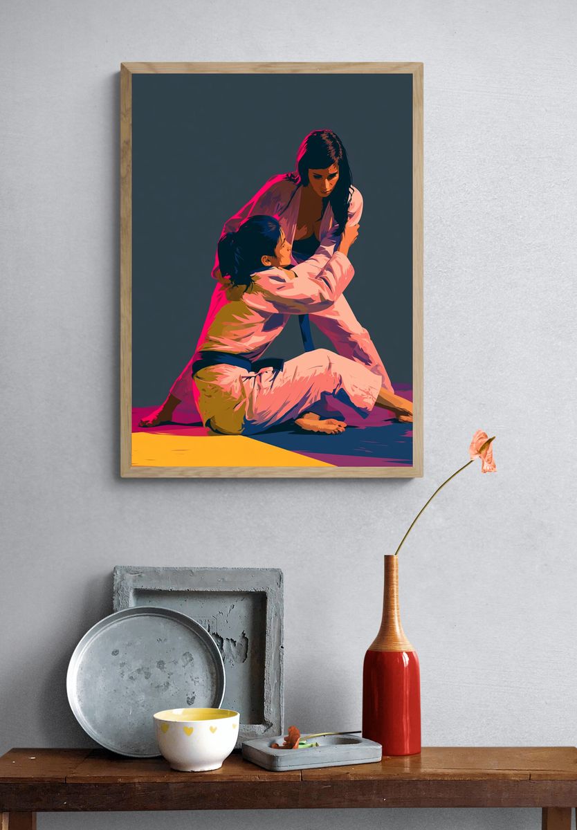 Judo Grapple Illustration Poster. — room view 3