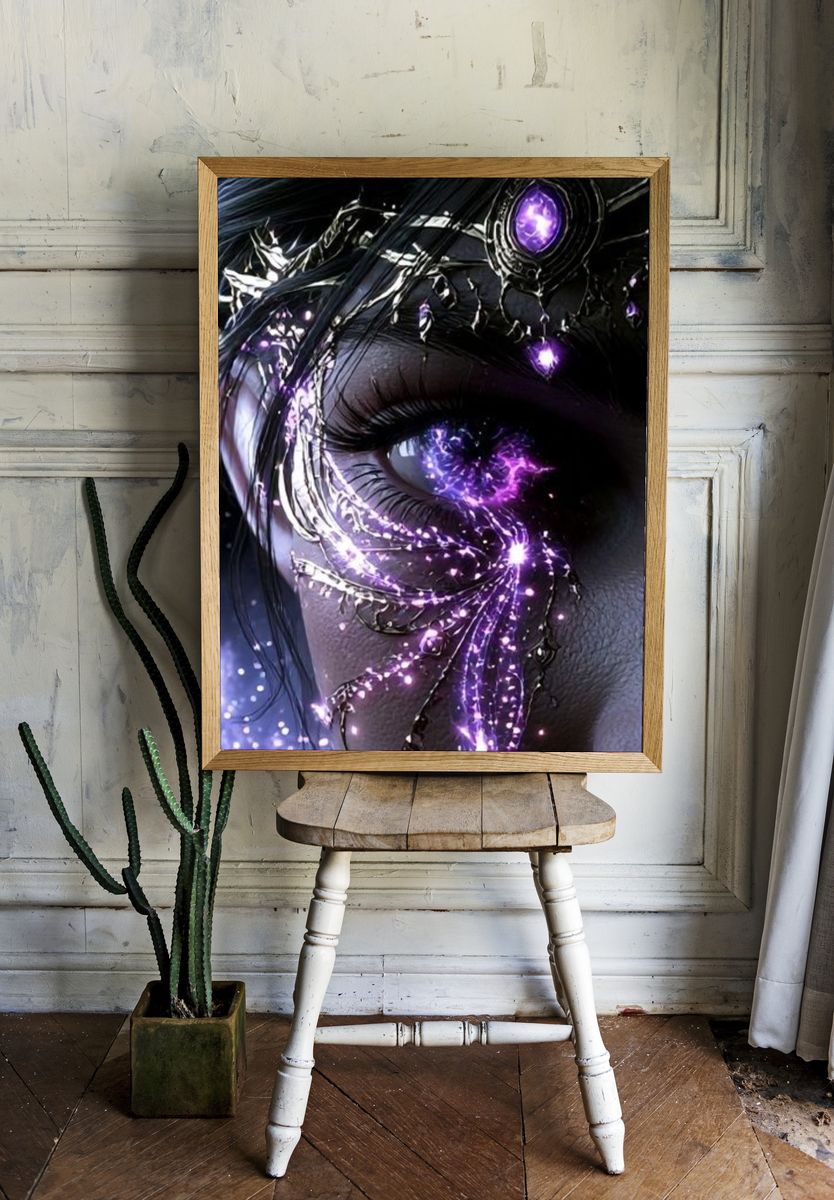 Cyberpunk Goddess Portrait Poster. room preview