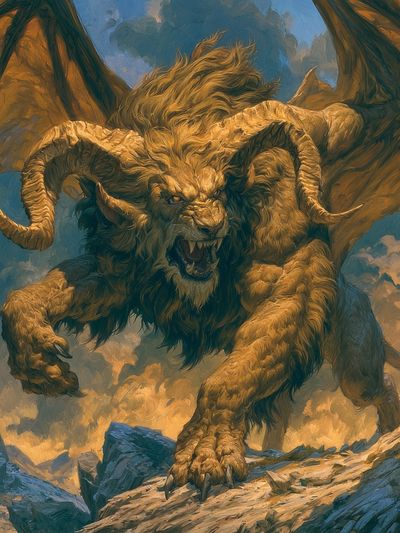 Rampaging Lion Dragon Illustration Poster.