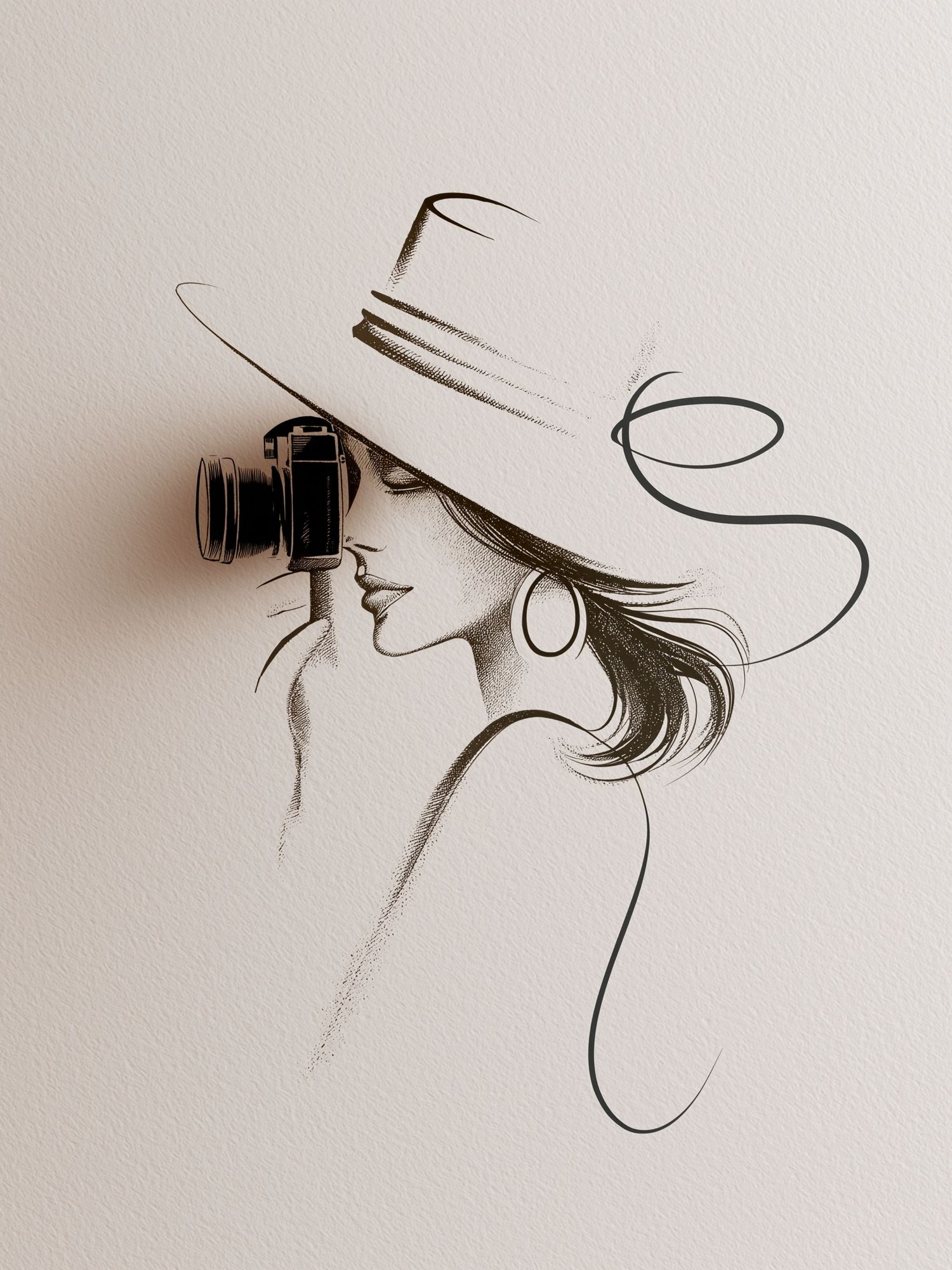 Elegant Woman with Camera Print. poster detail