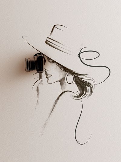 Elegant Woman with Camera Print.