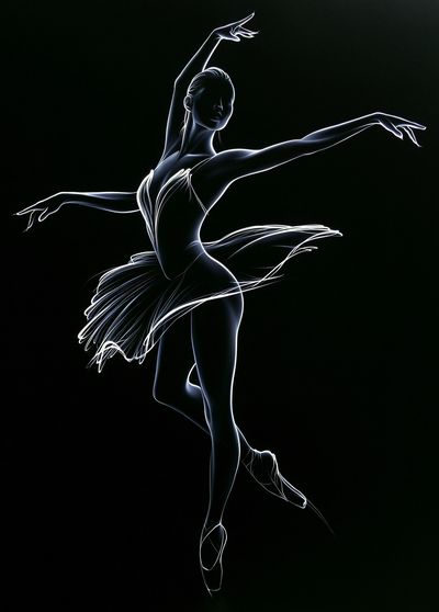 Neon Ballerina Line Art Print.
