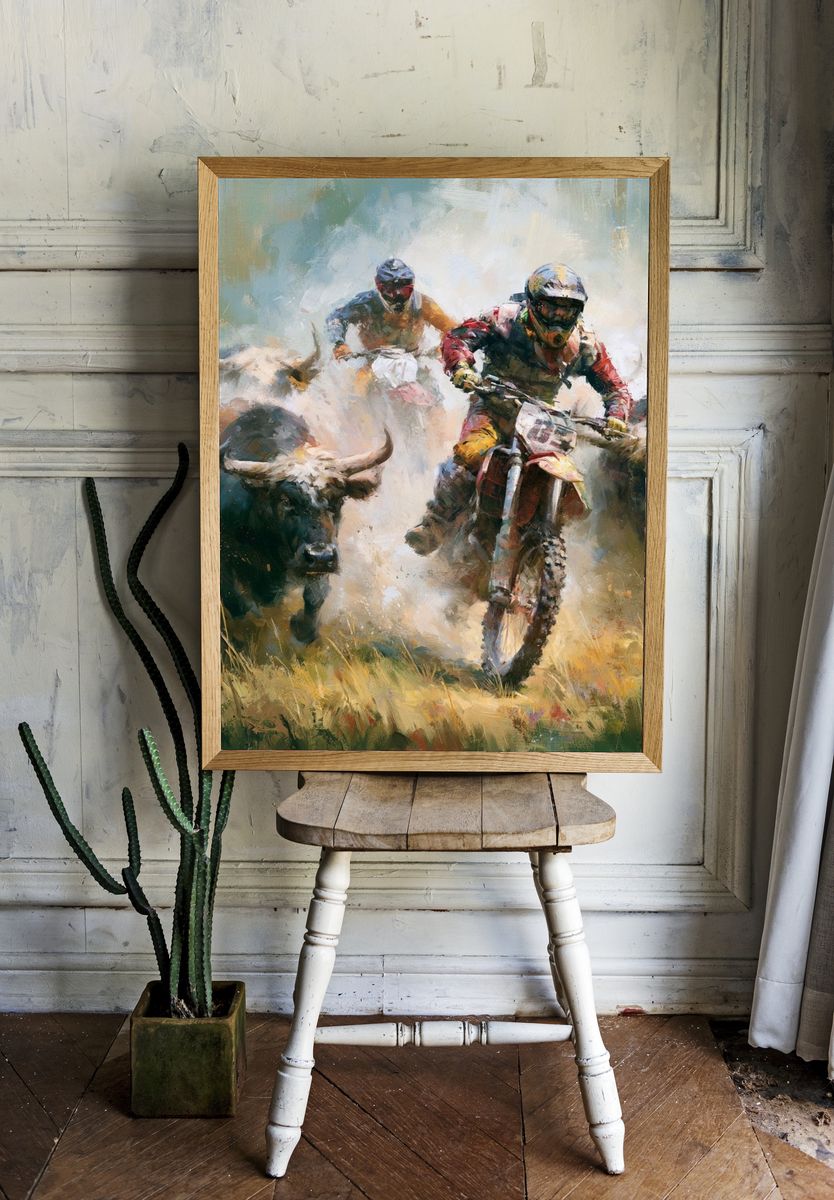Bull Racing Action Poster. — room view 1