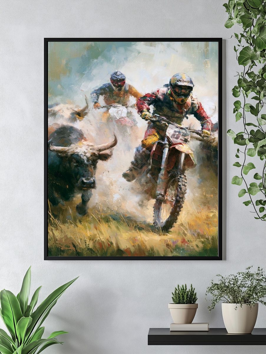 Bull Racing Action Poster. — room view 4