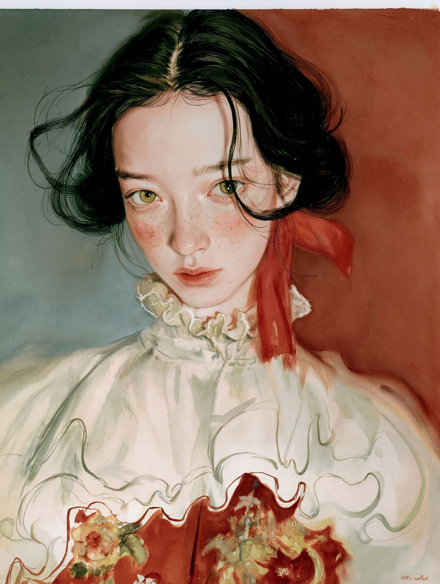 Dreamy Portrait Watercolor Print. poster — illustration art