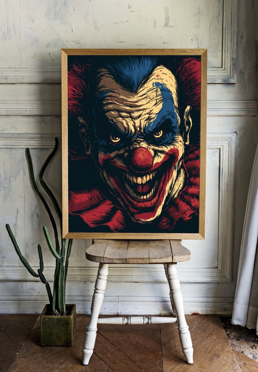 Sinister Clown Portrait Print. room preview