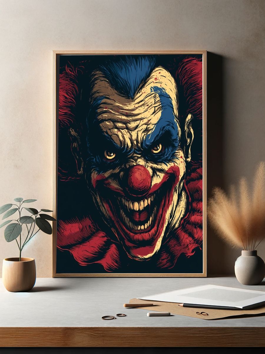 Sinister Clown Portrait Print. — room view 2