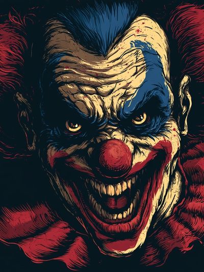 Sinister Clown Portrait Print.