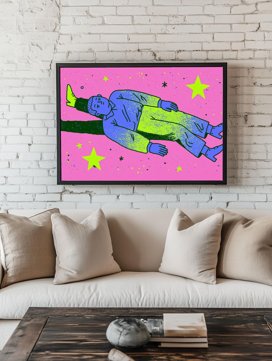Floating Dream Figure Illustration Poster. — room view 1