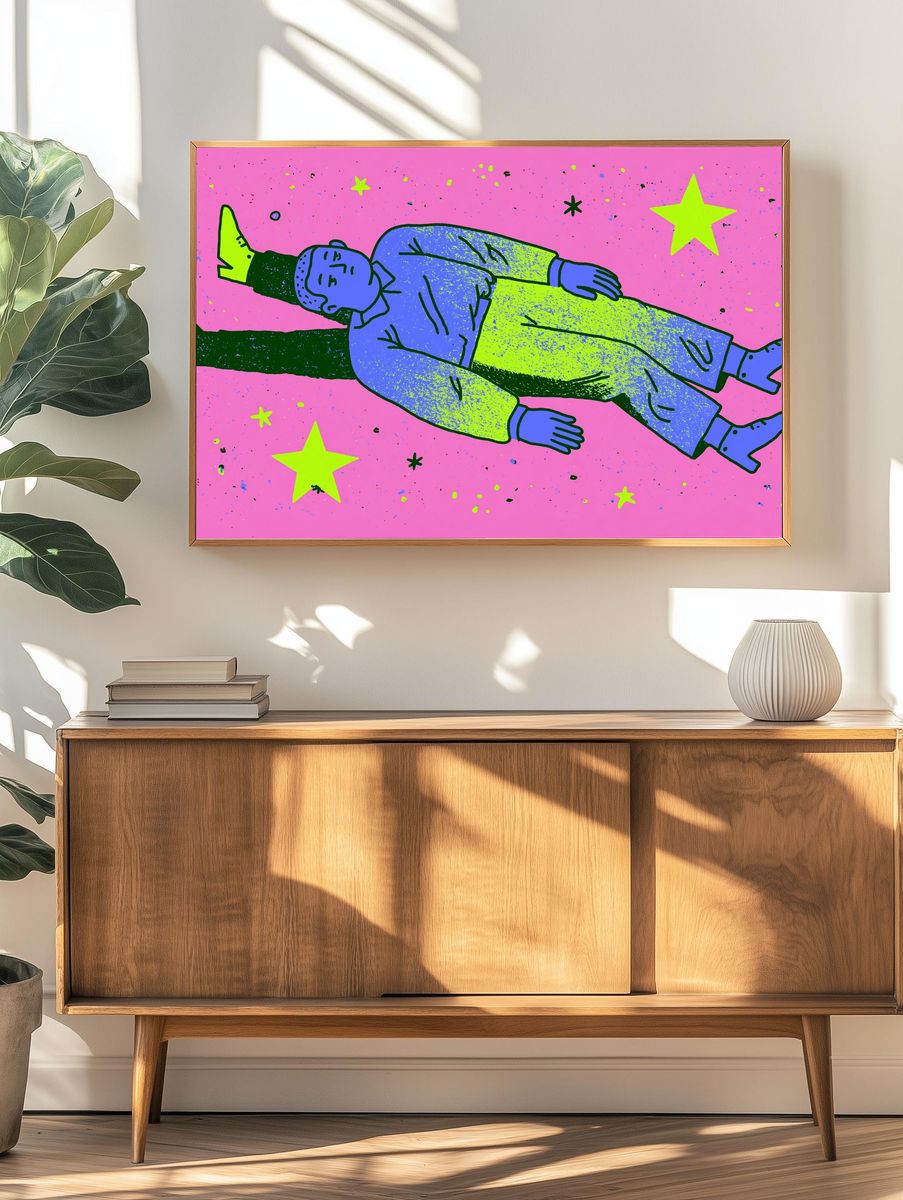 Floating Dream Figure Illustration Poster. — room view 3