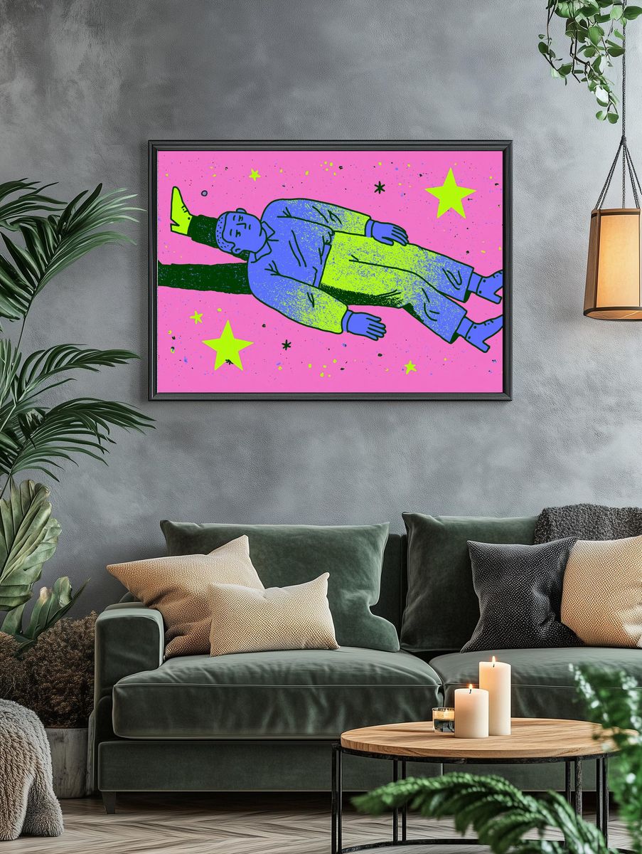 Floating Dream Figure Illustration Poster. — room view 4