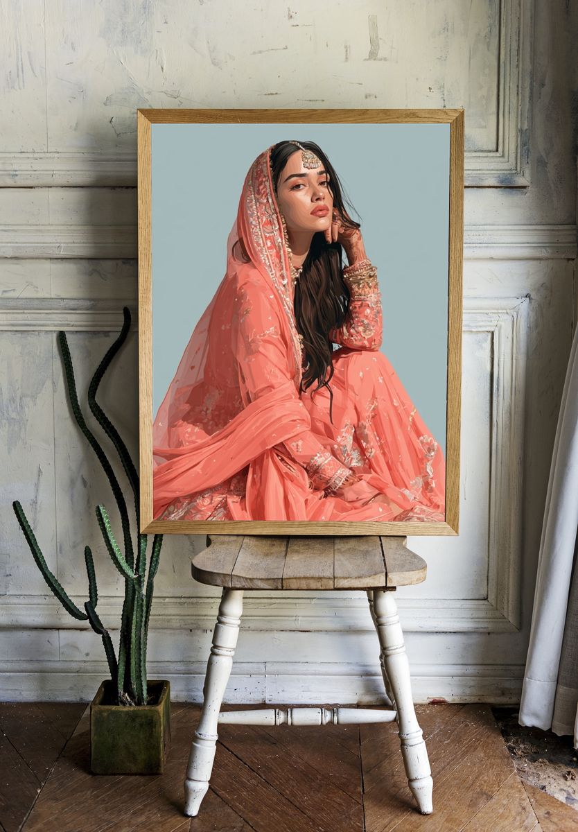 Elegant South Asian Portrait Print. room preview