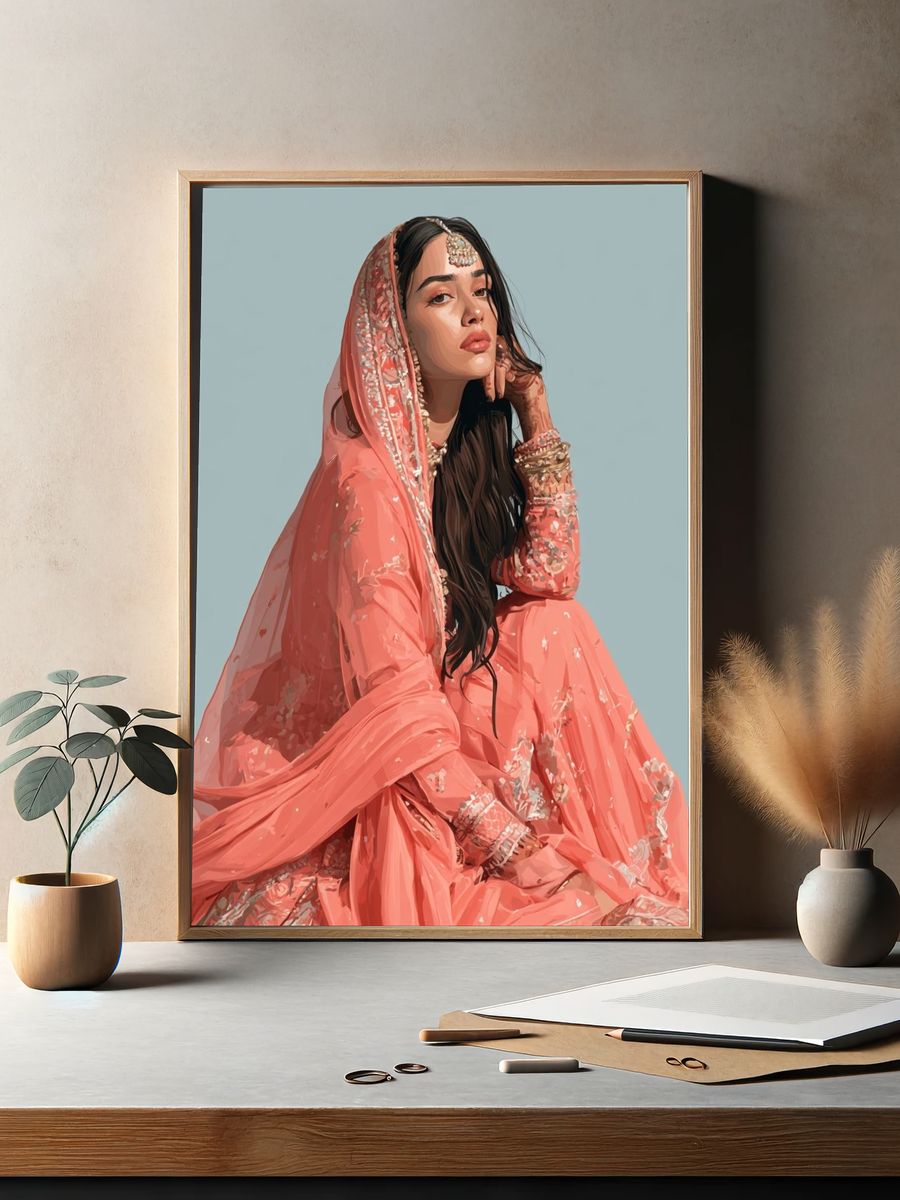 Elegant South Asian Portrait Print. — room view 2