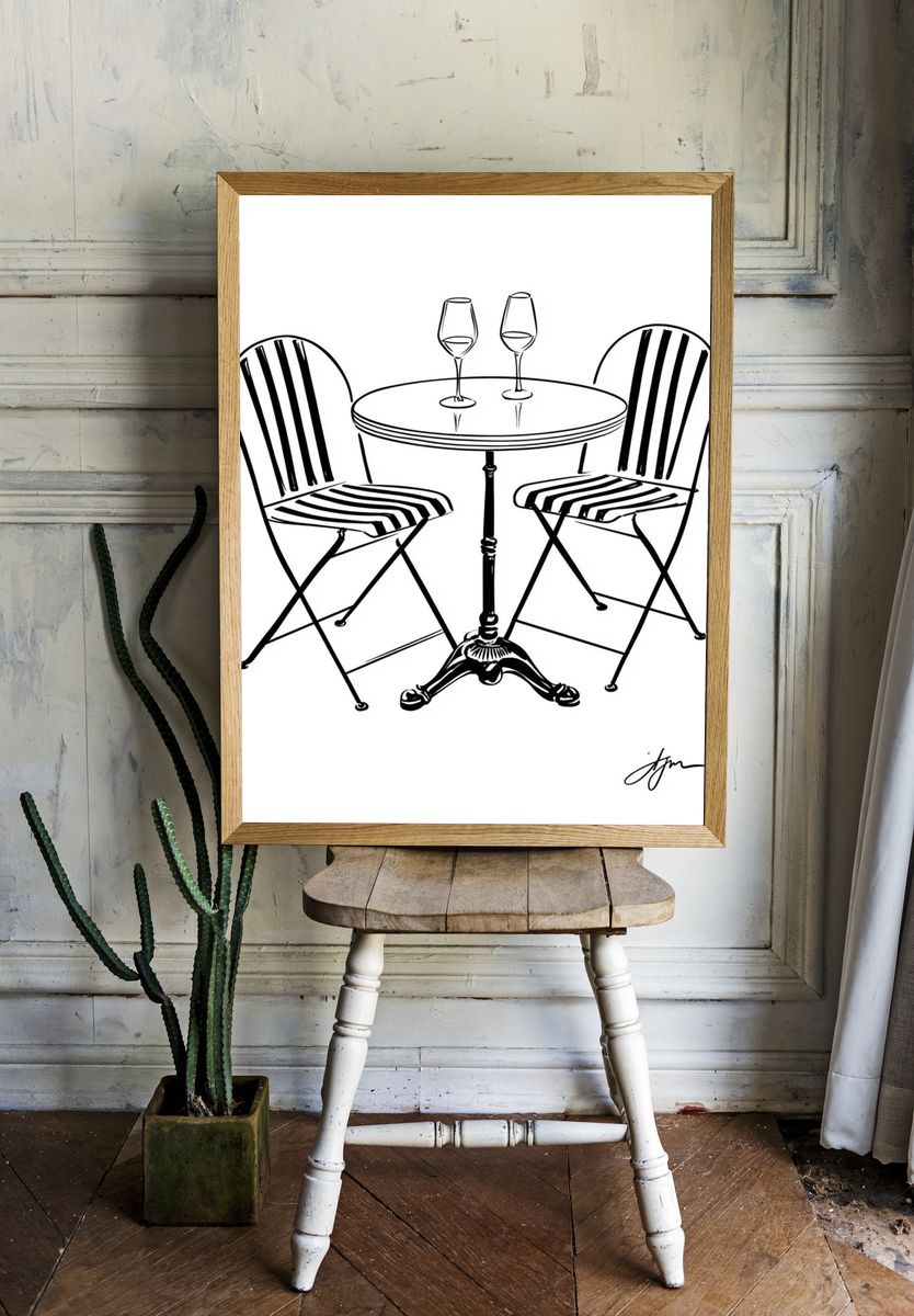 Bistro Table Sketch Poster. room preview