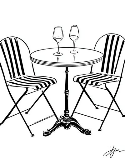 Bistro Table Sketch Poster.