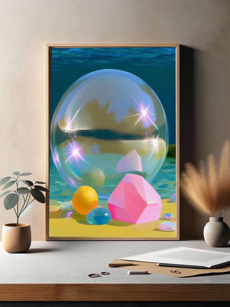 Dreamy Crystal Beach Illustration Print. — room view 2