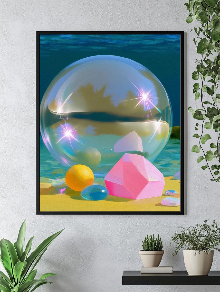 Dreamy Crystal Beach Illustration Print. — room view 4