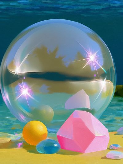 Dreamy Crystal Beach Illustration Print.